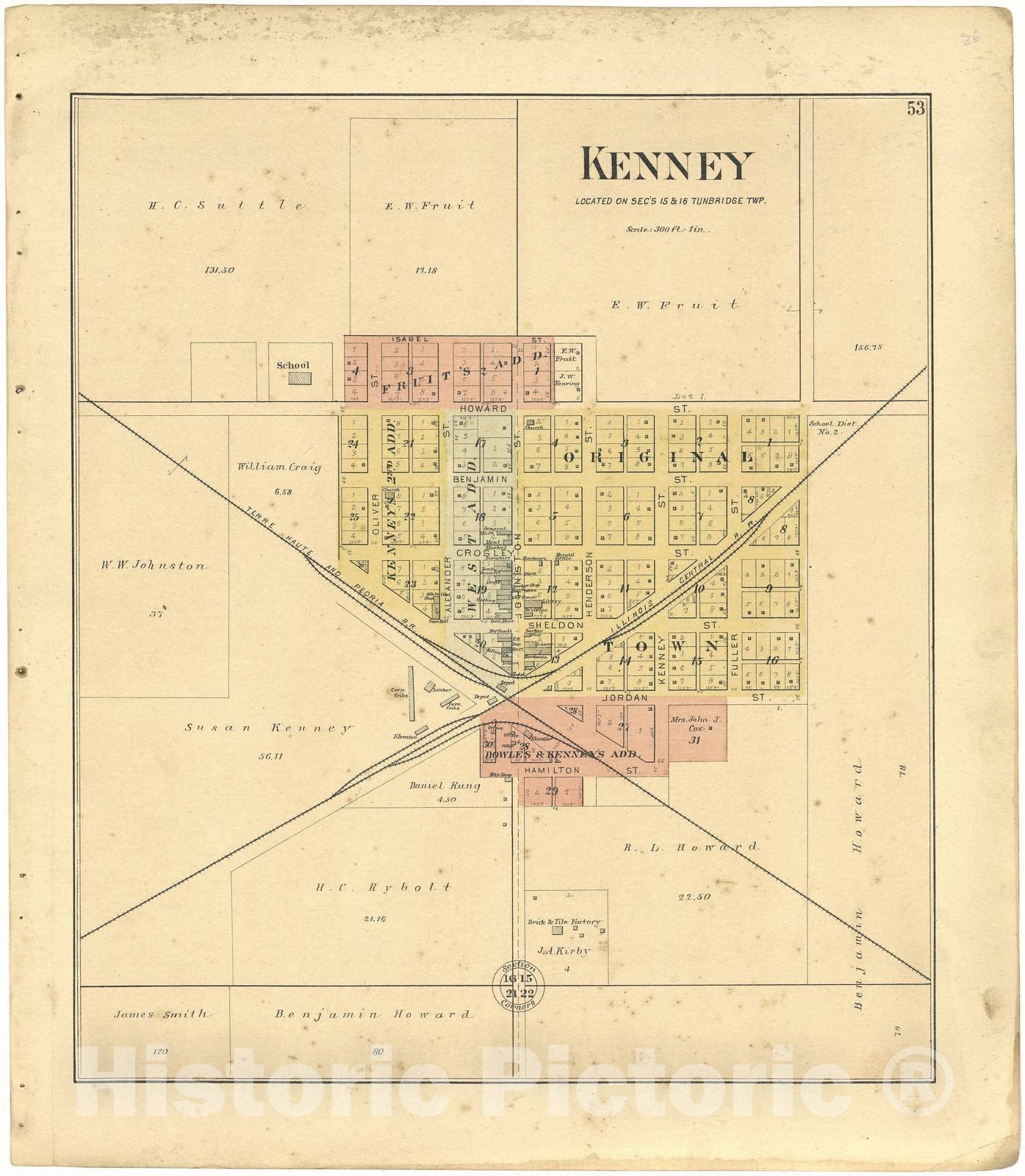 Historic 1894 Map - Plat Book of De WITT County, Illinois - Kenney