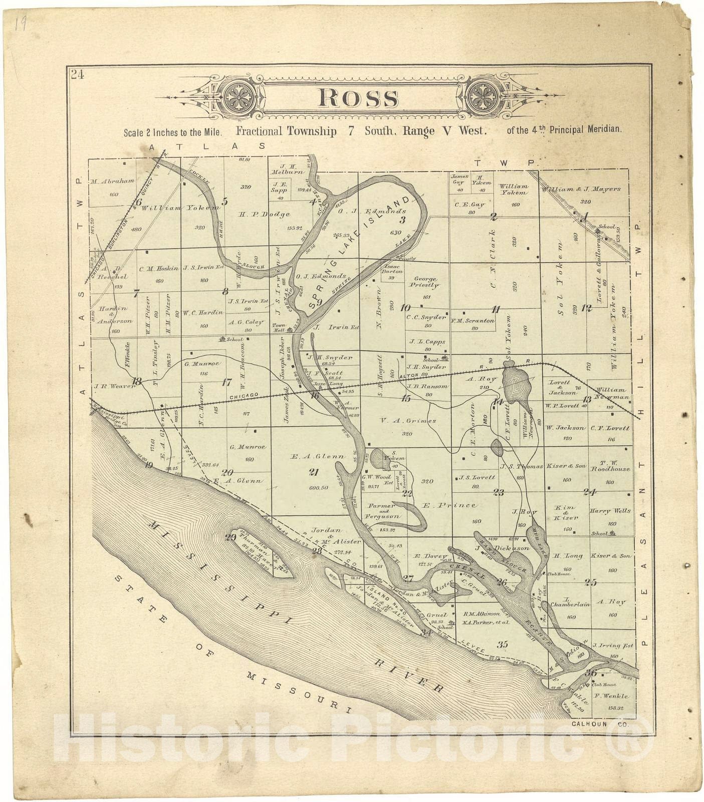 Historic 1895 Map - Plat Book of Pike County, Illinois - Ross - Standard Atlas of Pike County, Illinois