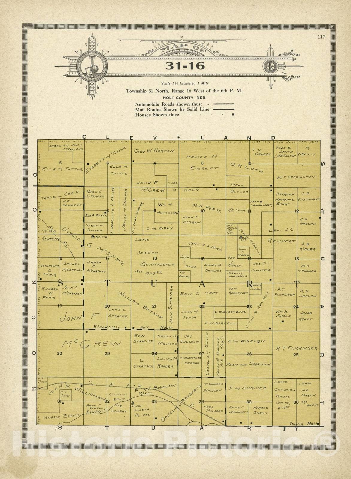 Historic 1915 Map - Atlas and plat Book of Holt County, Nebraska - Map of 31-16 - Standard Atlas and Directory of Holt County, Nebraska