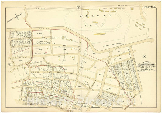 Historic 1882 Map - Atlas of The 24th Ward, City of New York - Part of The 24th Ward New York City - Plate N - Atlas of The Twenty Fourth Ward, New York City