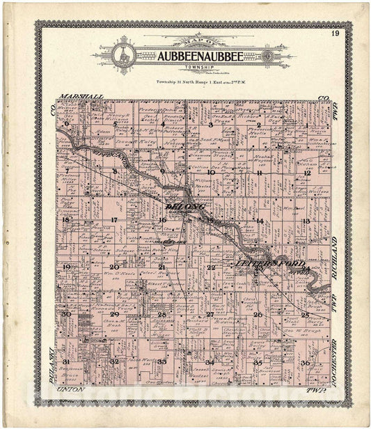 Historic 1907 Map - Standard Atlas of Fulton County, Indiana - Map of Richland Township