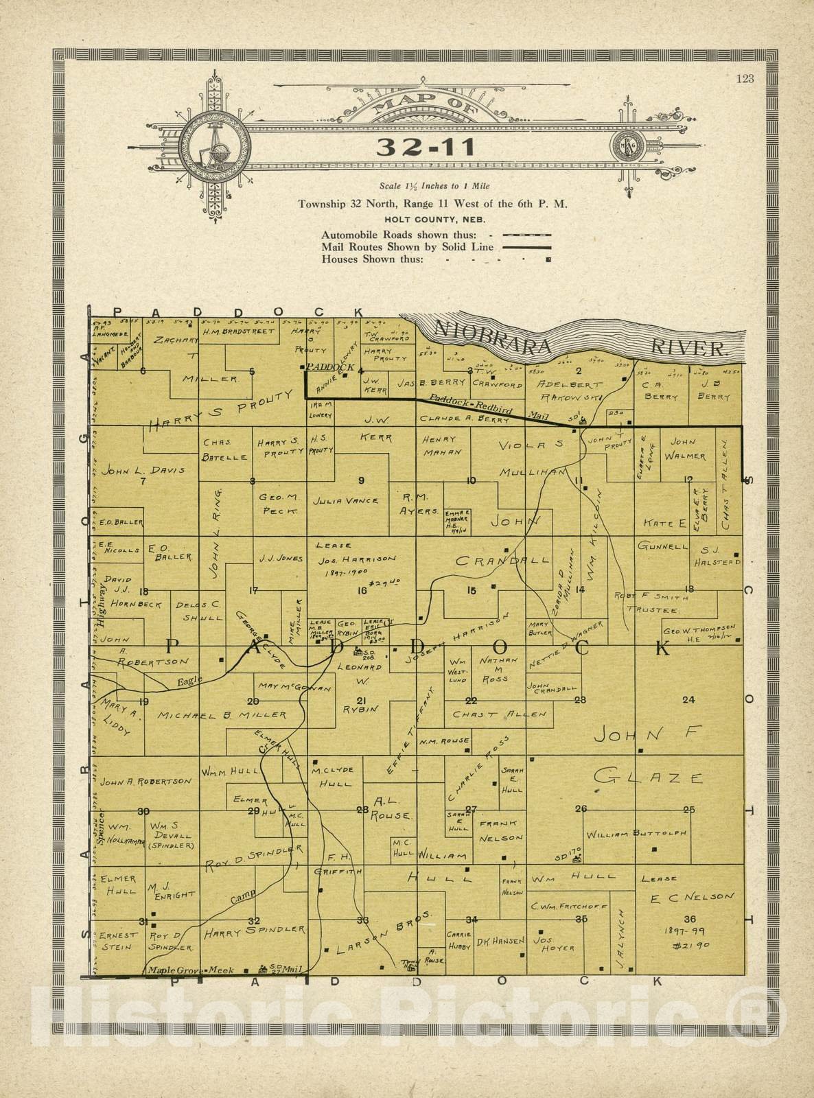 Historic 1915 Map - Atlas and plat Book of Holt County, Nebraska - Map of 32-11 - Standard Atlas and Directory of Holt County, Nebraska