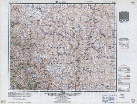 Historic 1955 Map - India and Pakistan 1:250,000. - Kargil, Jammu and Kashmir 1963