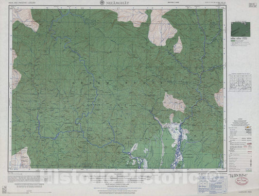 Historic 1955 Map - India and Pakistan 1:250,000. - Nizamghat, India 1960