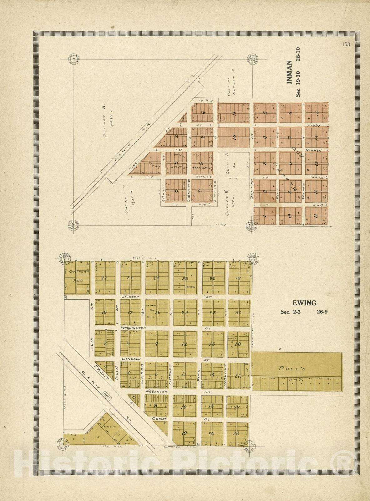 Historic 1915 Map - Atlas and plat Book of Holt County, Nebraska - 153: Inman; Ewing - Standard Atlas and Directory of Holt County, Nebraska