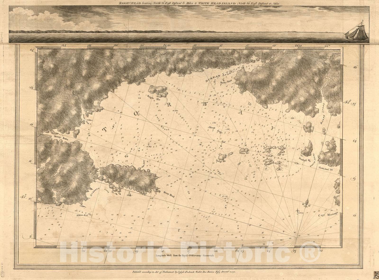 Historic 1800 Map - The Atlantic Neptune - Berry Head and White Head Island