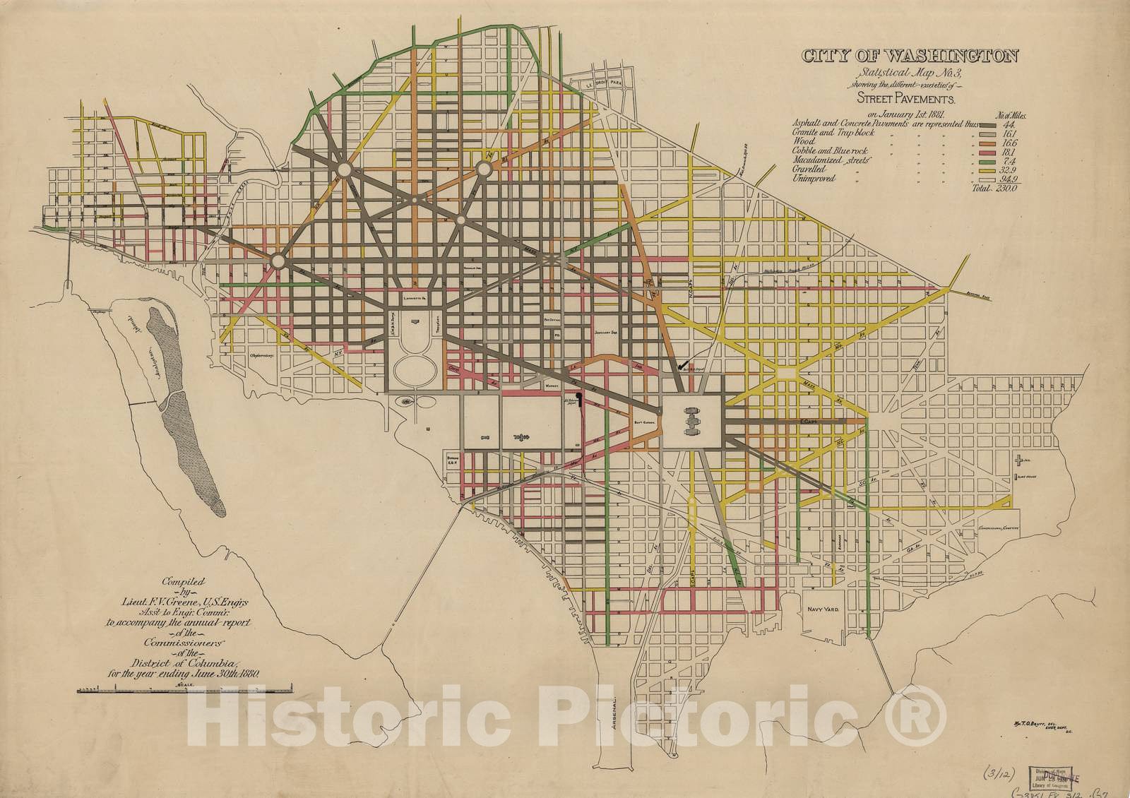 Historic 1880 Map - City of Washington, Statistical maps - Map No. 3: Street Pavements