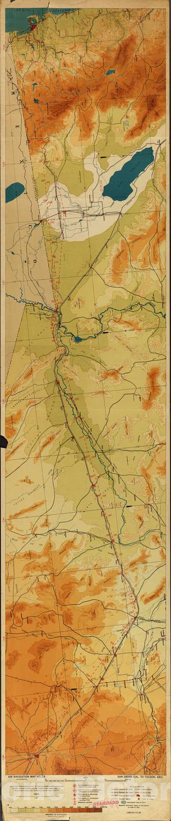 Historic 1924 Map - Aeronautical Strip maps of The United States. - No. 38, 1926 - rev. 1927 - Air Corps map