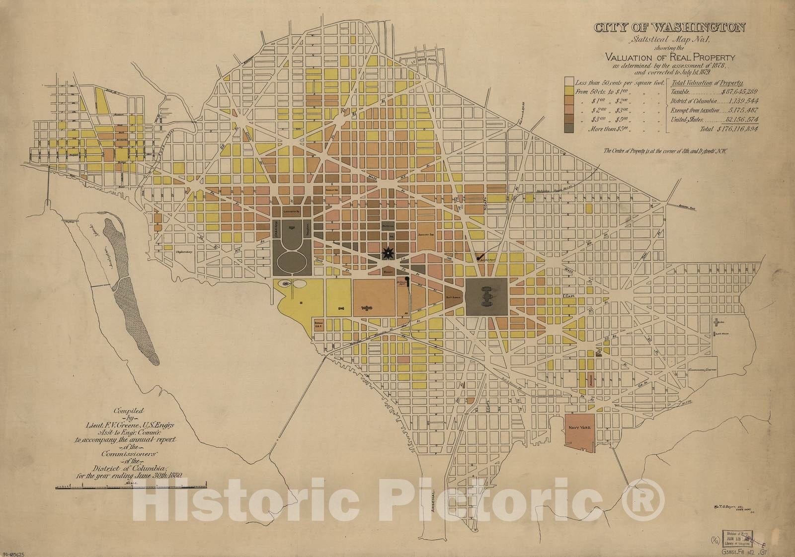 Historic 1880 Map - City of Washington, Statistical maps - Map No. 1: Valuation of Real Property