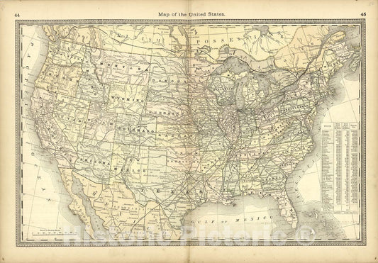 Historic 1882 Map - Historical Hand-Atlas, Illustrated - Map of The United States - Historical Hand Atlas, Illustrated, General & Local