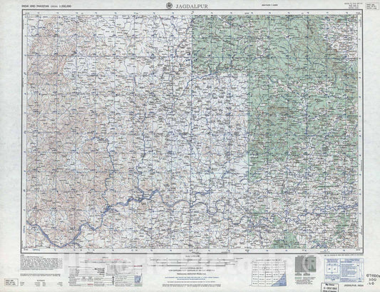 Historic 1955 Map - India and Pakistan 1:250,000. - Jagdalpur, 1963