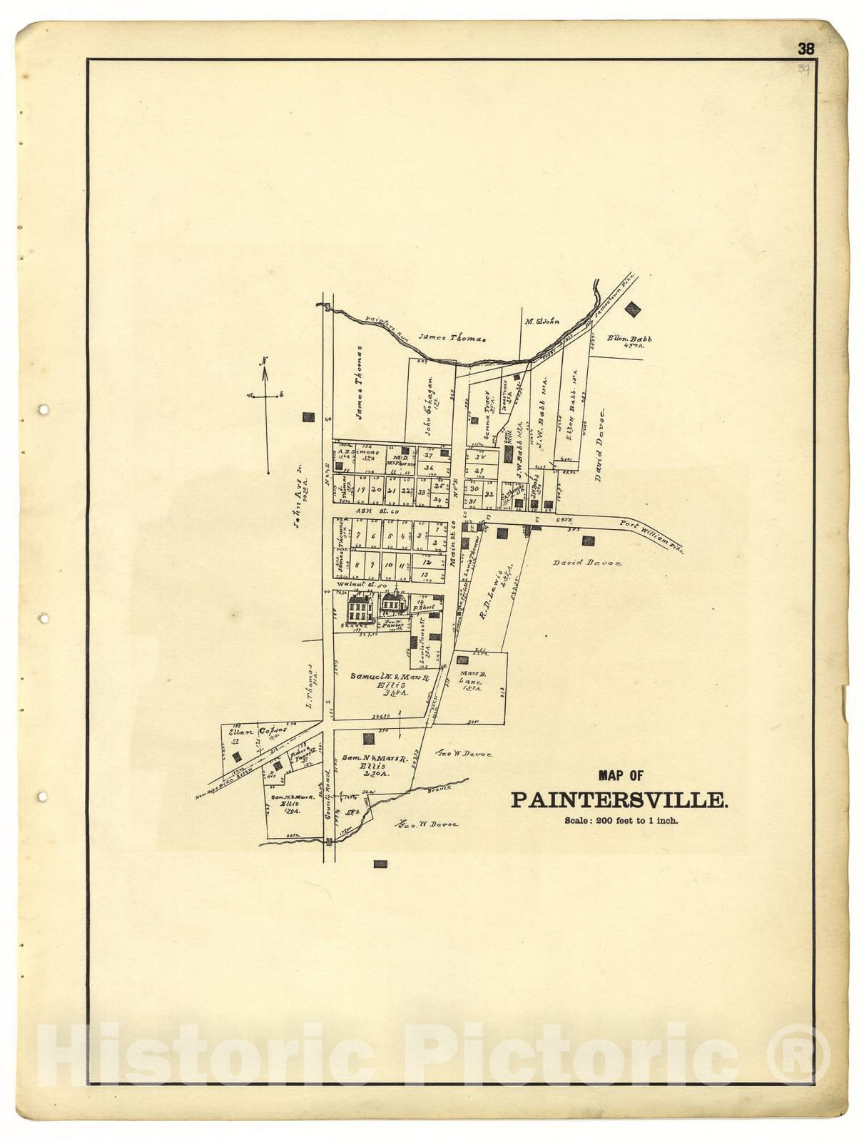 Historic 1896 Map - Riddell's Greene County Atlas, 1896. - Map of Paintersville - Riddell's Atlas of Greene County, Ohio :