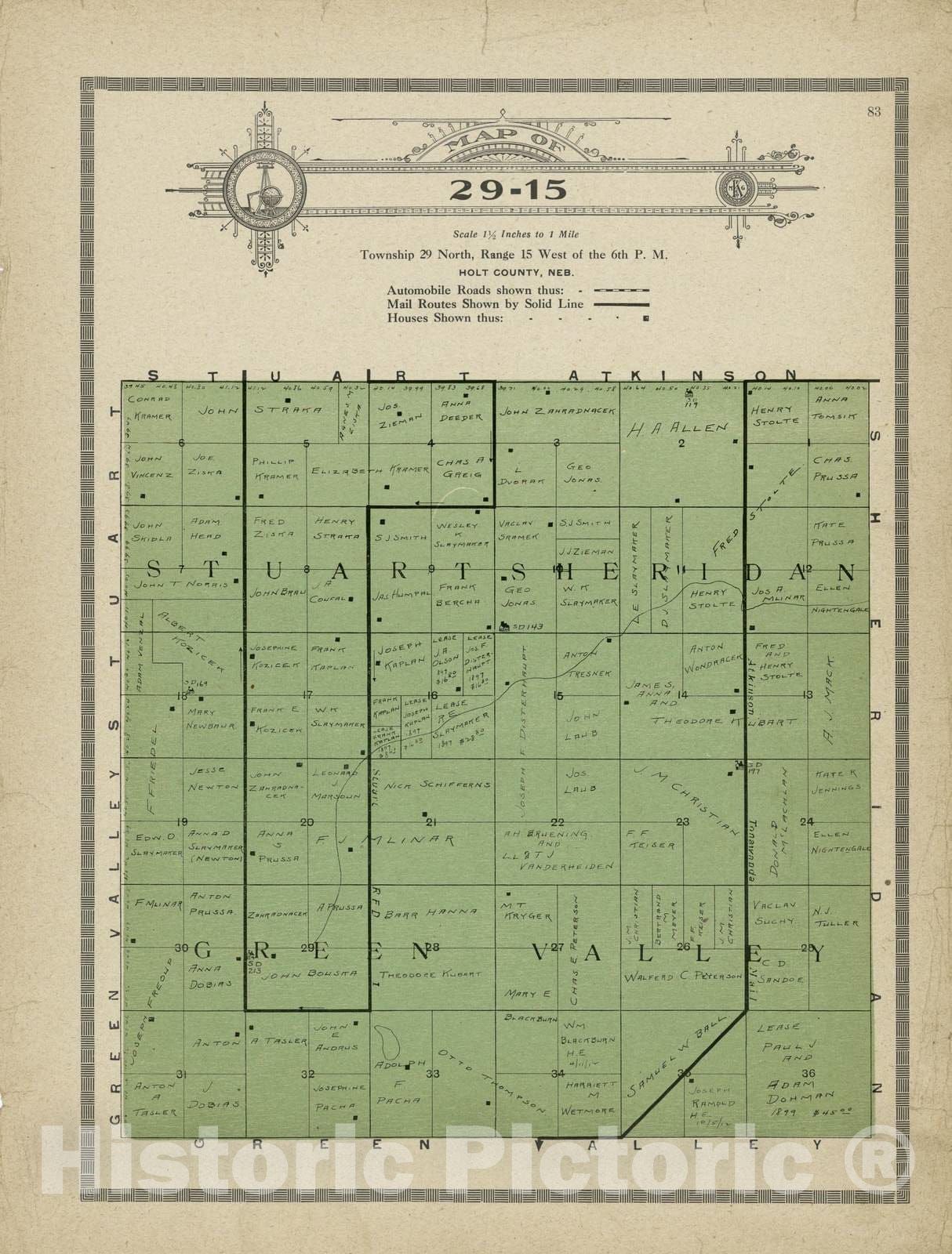 Historic 1915 Map - Atlas and plat Book of Holt County, Nebraska - Map of 29-15 - Standard Atlas and Directory of Holt County, Nebraska