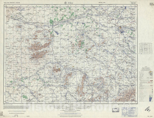 Historic 1955 Map - India and Pakistan 1:250,000. - Pali, India 1959