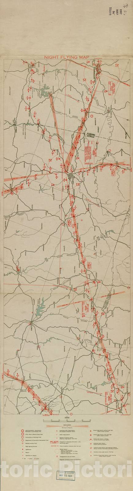 Historic 1924 Map - Aeronautical Strip maps of The United States. - No. 15 Verso - Air Corps map 1