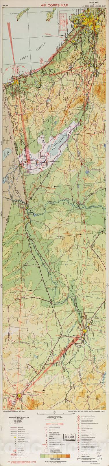 Historic 1924 Map - Aeronautical Strip maps of The United States. - No. 38a Verso - Air Corps map