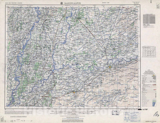 Historic 1955 Map - India and Pakistan 1:250,000. - Bhawalpur, Pakistan 1959