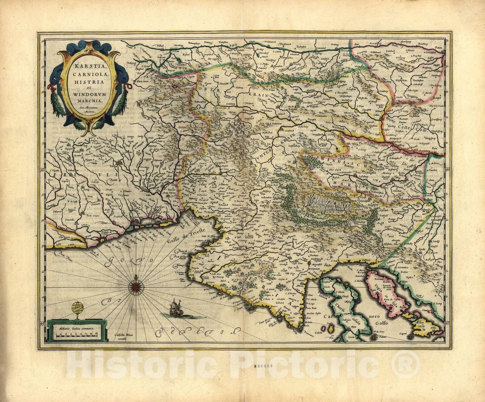 Historic 1647 Map - Le Theatre du Monde, ou, Novvel Atlas - Karst, Carniola, The Windisch Mark & The Counties of Cilli, Friuli, and Istria - Novvel Atlas