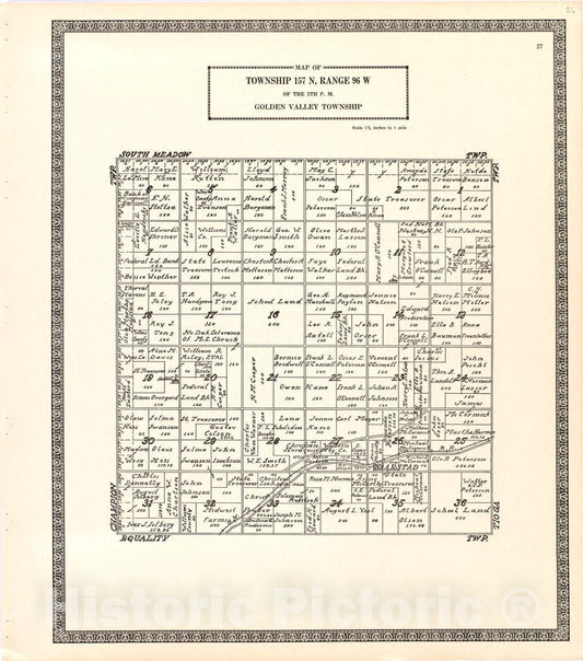 Historic 1937 Map - Atlas, Williams County, North Dakota. - Map of Township 157 N, Range 102 W of The 5th P.M. Bonetraill Township - Atlas of Williams County, North Dakota