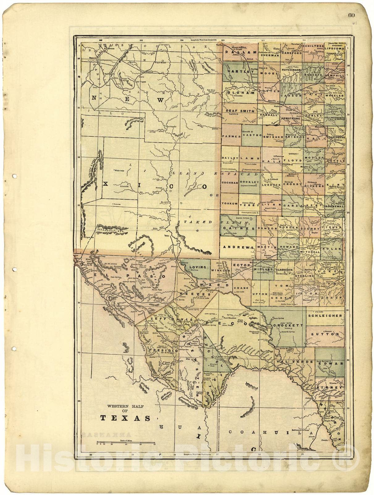 Historic 1896 Map - Riddell's Greene County Atlas, 1896. - Western Half of Texas - Riddell's Atlas of Greene County, Ohio :