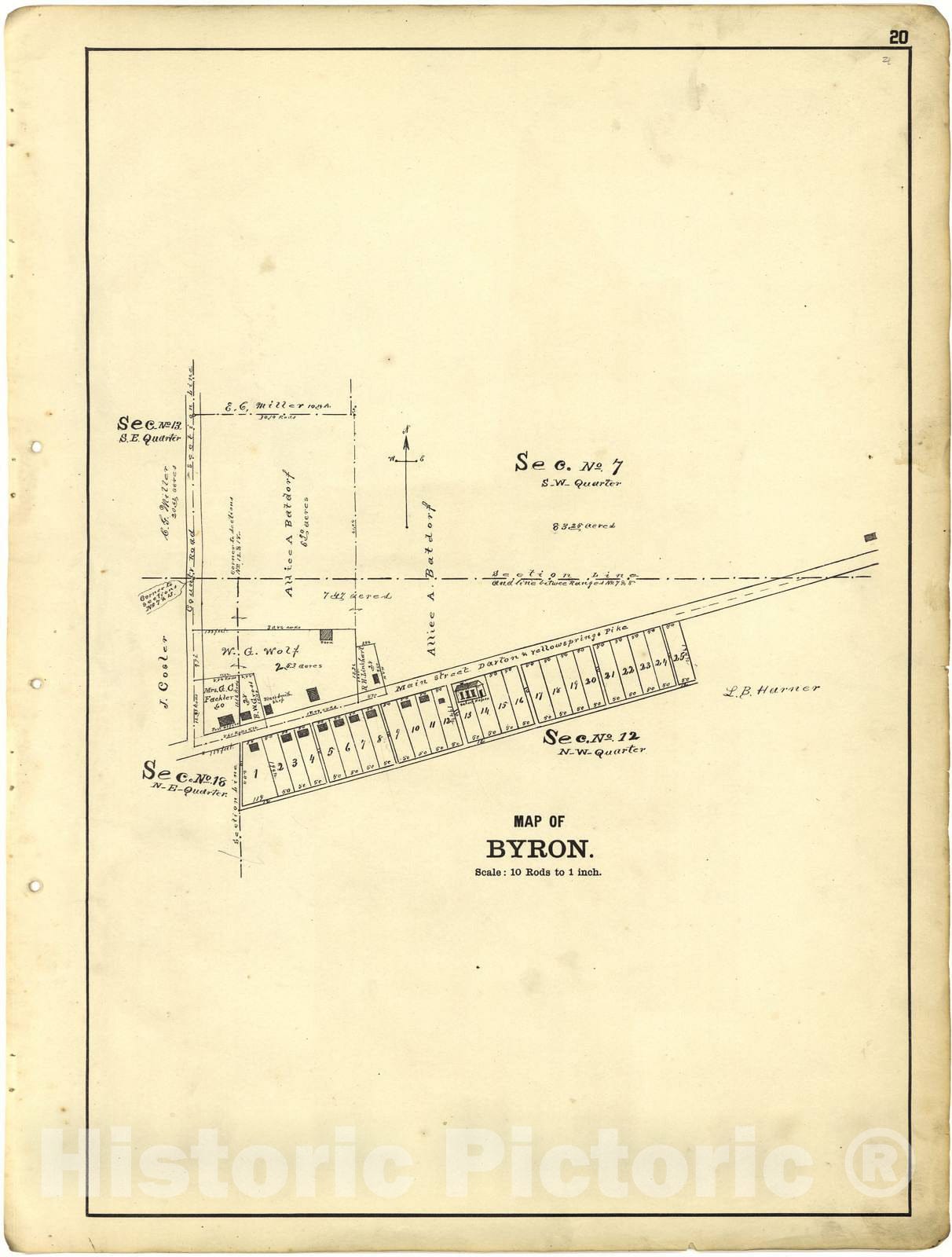 Historic 1896 Map - Riddell's Greene County Atlas, 1896. - Map of Byron - Riddell's Atlas of Greene County, Ohio :