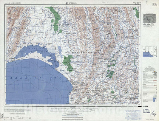 Historic 1955 Map - India and Pakistan 1:250,000. - Uthal, Pakistan 1959