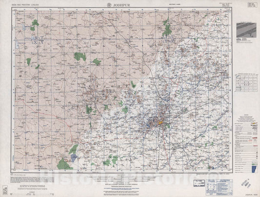 Historic 1955 Map - India and Pakistan 1:250,000. - Jodhpur, India 1959