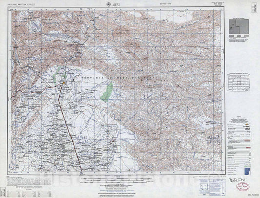Historic 1955 Map - India and Pakistan 1:250,000. - Sibi, Pakistan 1959