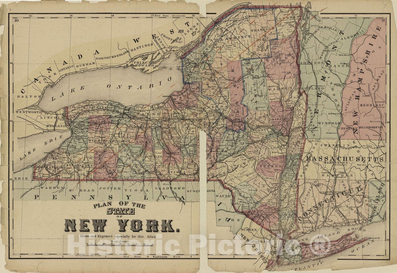 Historic 1875 Map - Atlas of Lewis Co, New York - Plan of The State of New York - Atlas of Lewis County, New York