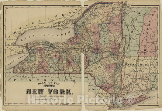 Historic 1875 Map - Atlas of Lewis Co, New York - Plan of The State of New York - Atlas of Lewis County, New York