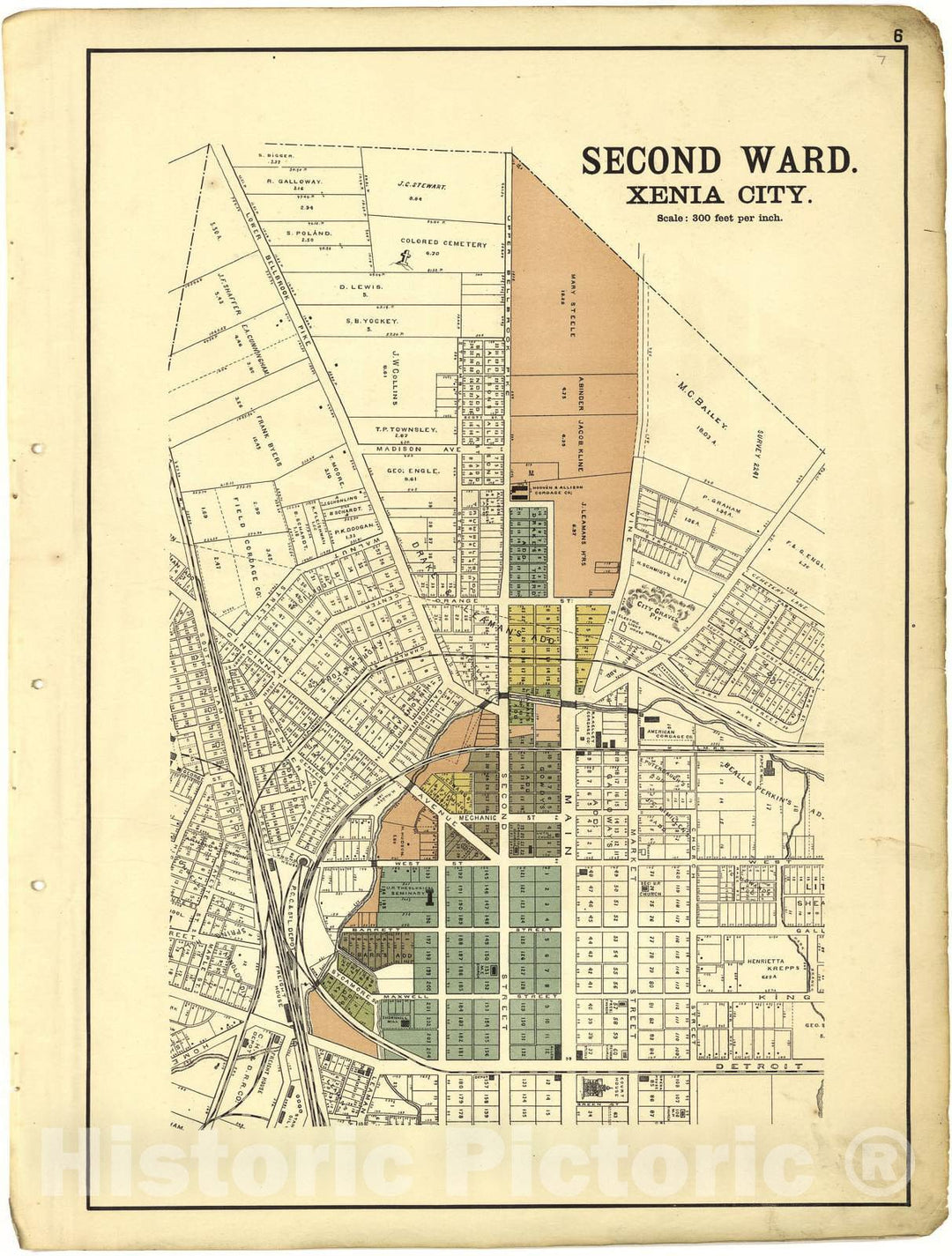 Historic 1896 Map - Riddell's Greene County Atlas, 1896. - Second Ward Xenia City - Riddell's Atlas of Greene County, Ohio :