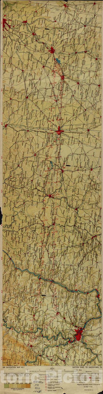 Historic 1924 Map - Aeronautical Strip maps of The United States. - No. 1, 1926 - Air Corps map