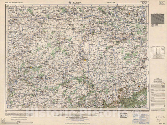 Historic 1955 Map - India and Pakistan 1:250,000. - Banda, India 1962