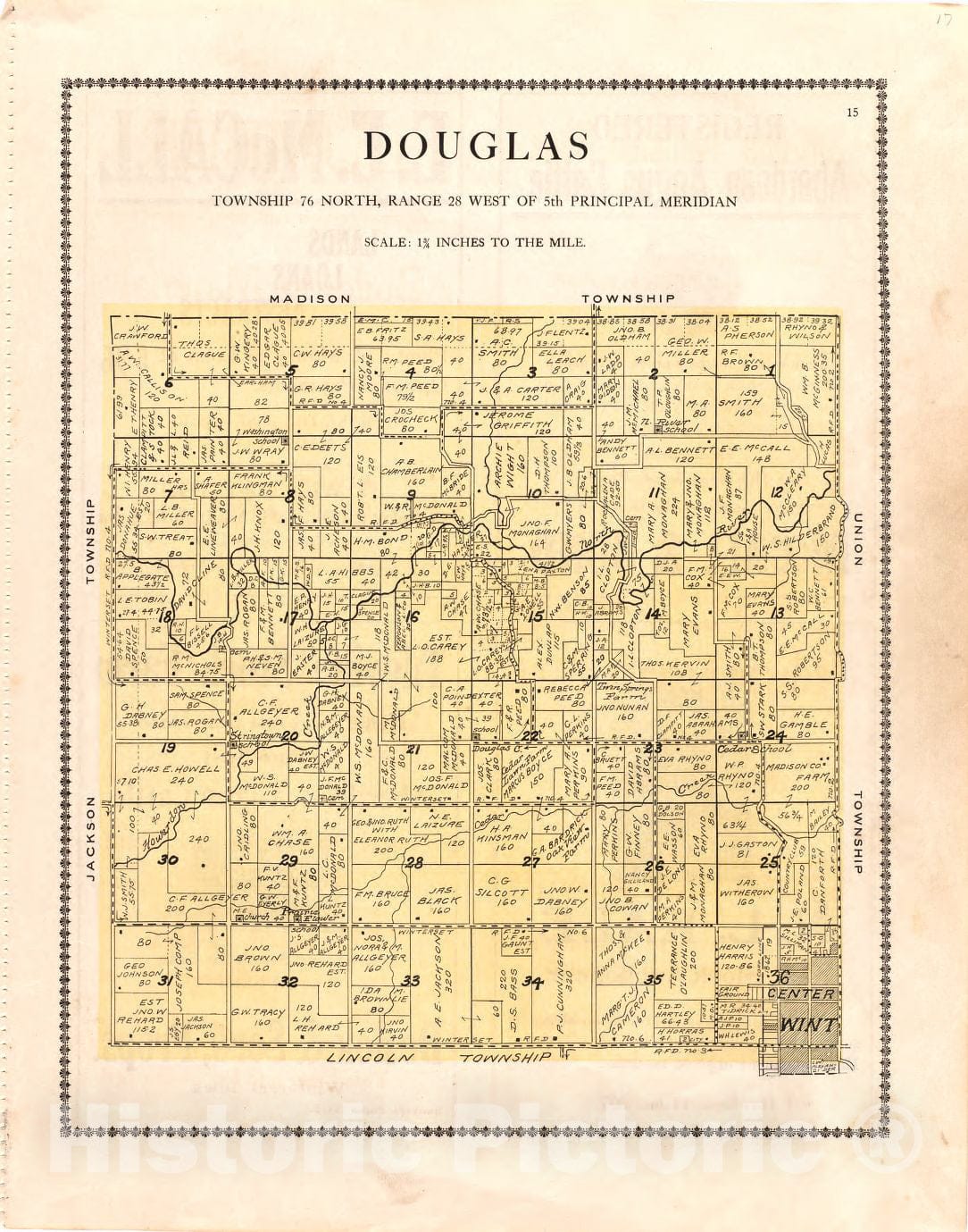 Historic 1912 Map - Atlas of Madison County, Iowa - Douglas - Madison County Atlas