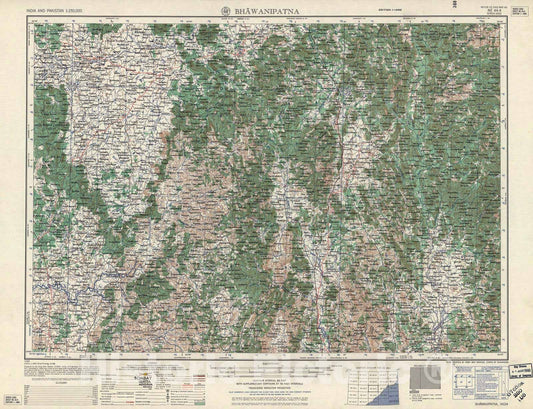 Historic 1955 Map - India and Pakistan 1:250,000. - Bhawanipatna, 1959
