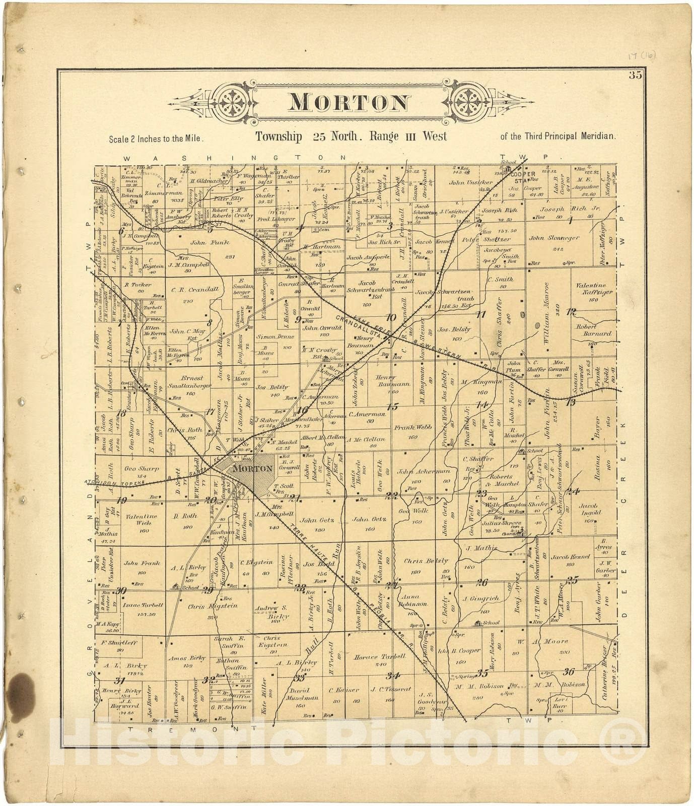 Historic 1891 Map - Plat Book of Tazewell County, Illinois - Morton 2
