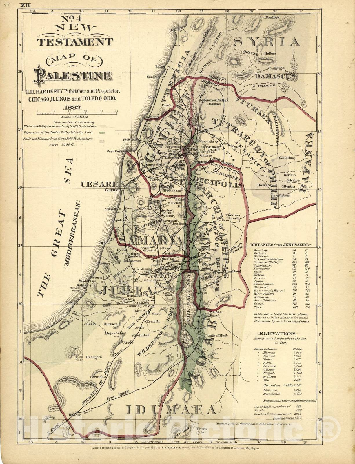Historic 1882 Map - Historical Hand-Atlas, Illustrated - No. 4 New Testament map of Palestine - Historical Hand Atlas, Illustrated, General & Local