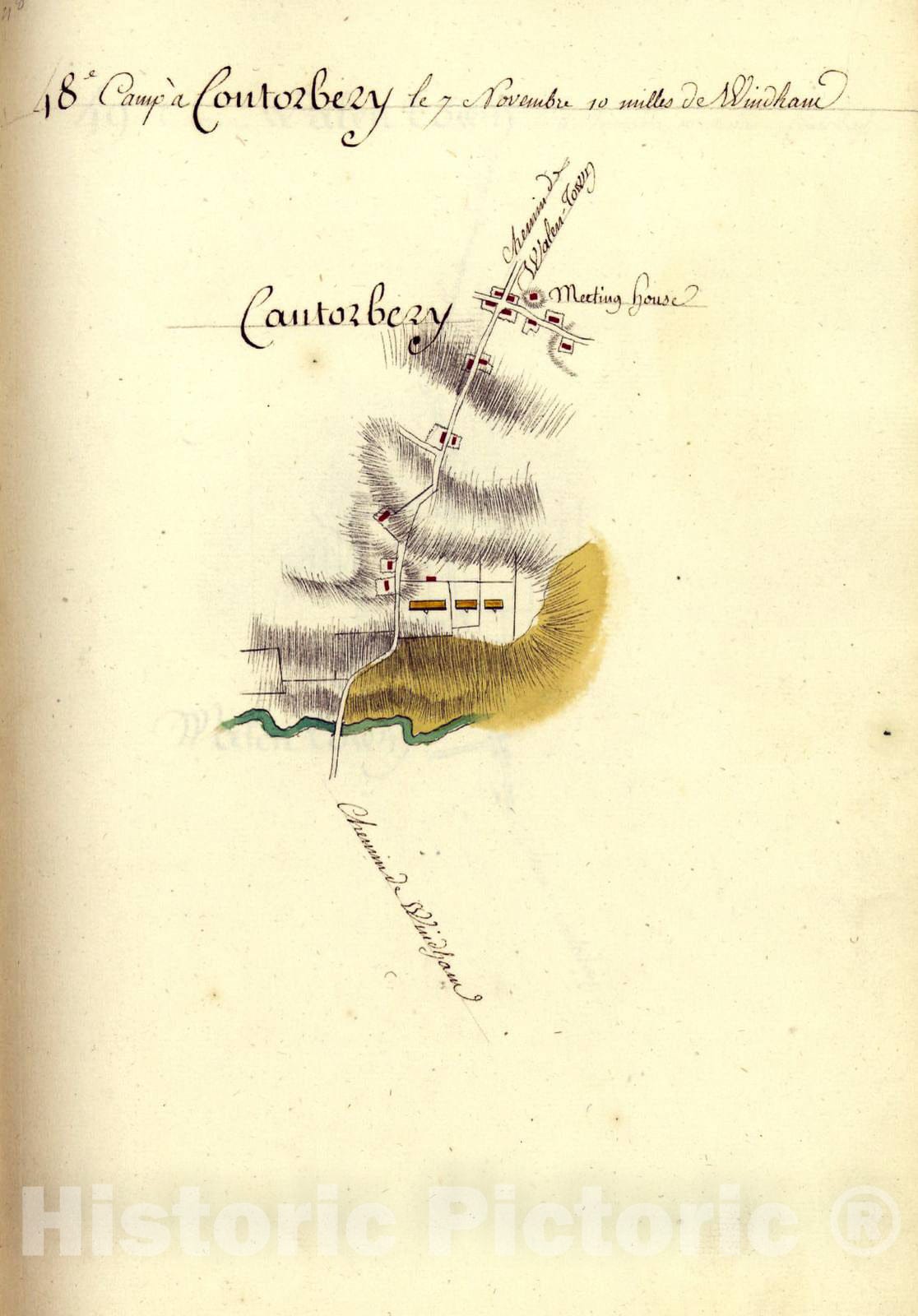 Historic 1782 Map - AmÃ©rique campagne. - Camp a Contorbery
