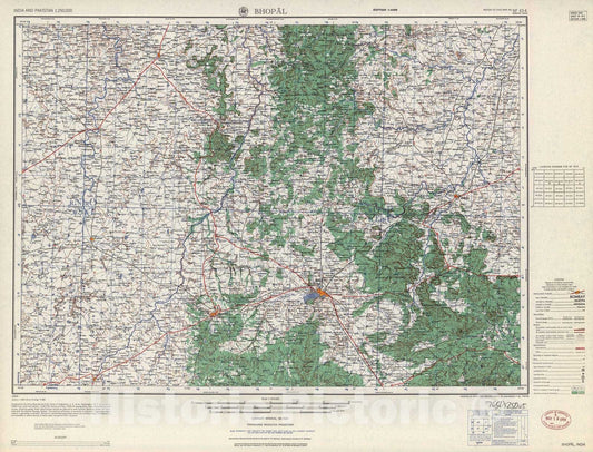 Historic 1955 Map - India and Pakistan 1:250,000. - Bhopal, 1959
