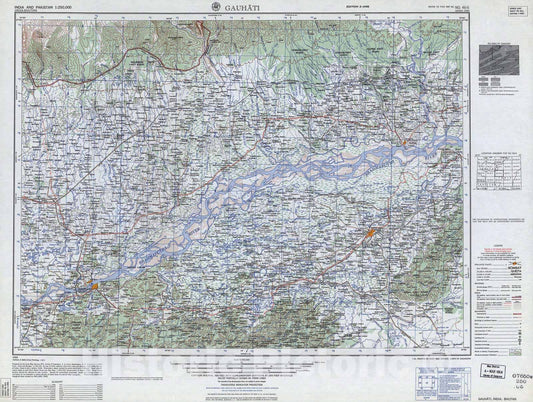 Historic 1955 Map - India and Pakistan 1:250,000. - Gauhati, India, Bhutan 1963