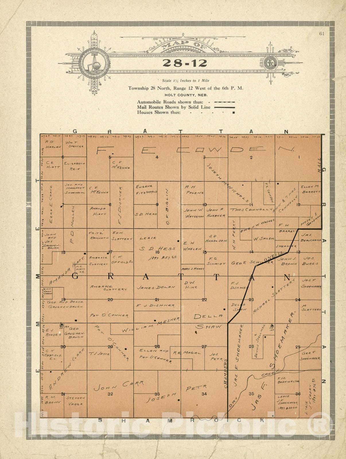 Historic 1915 Map - Atlas and plat Book of Holt County, Nebraska - Map of 28-12 - Standard Atlas and Directory of Holt County, Nebraska