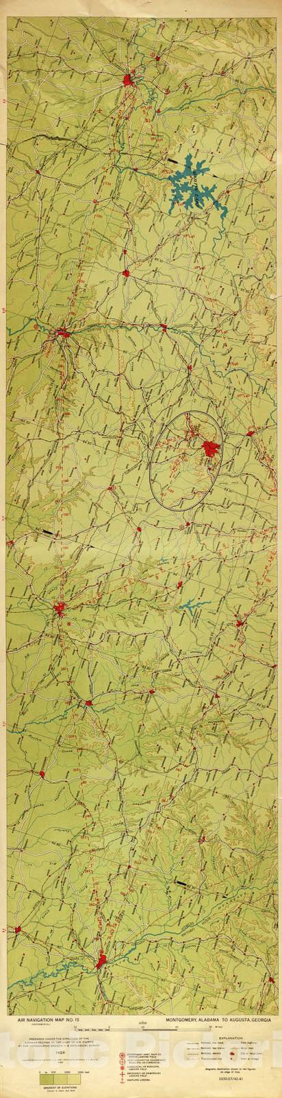 Historic 1924 Map - Aeronautical Strip maps of The United States. - No. 15, 1926 - Air Corps map