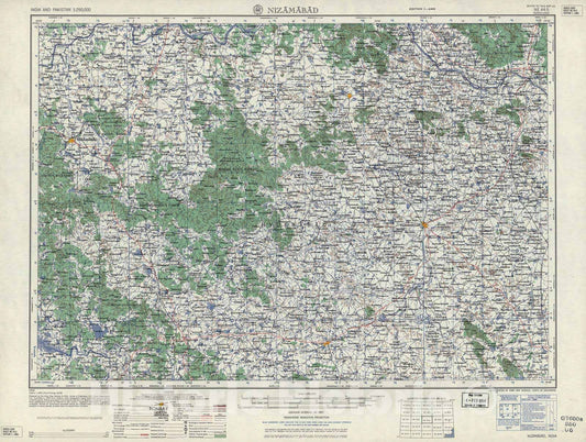 Historic 1955 Map - India and Pakistan 1:250,000. - Nizamabad, 1959