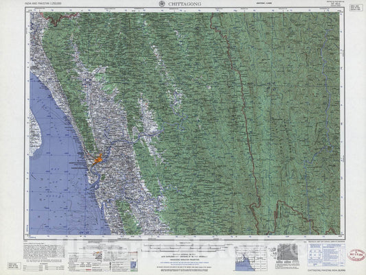 Historic 1955 Map - India and Pakistan 1:250,000. - Chittagong, 1960