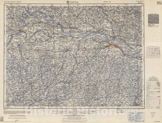 Historic 1955 Map - India and Pakistan 1:250,000. - Patna, India 1963