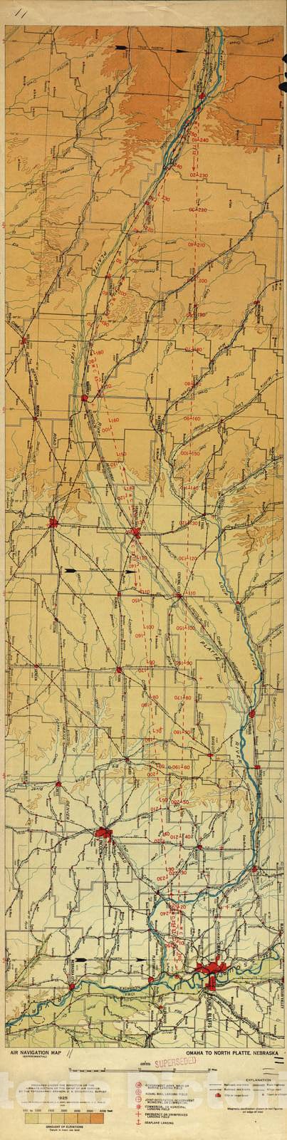 Historic 1924 Map - Aeronautical Strip maps of The United States. - No. 11, 1925 - Air Corps map