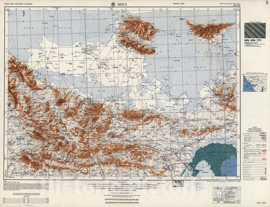 Historic 1955 Map - India and Pakistan 1:250,000. - Bhuj, 1956
