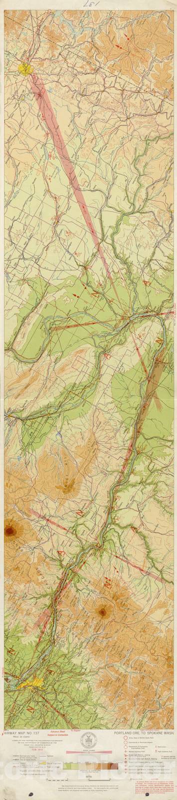 Historic 1924 Map - Aeronautical Strip maps of The United States. - No. 137, 1934 - Air Corps map