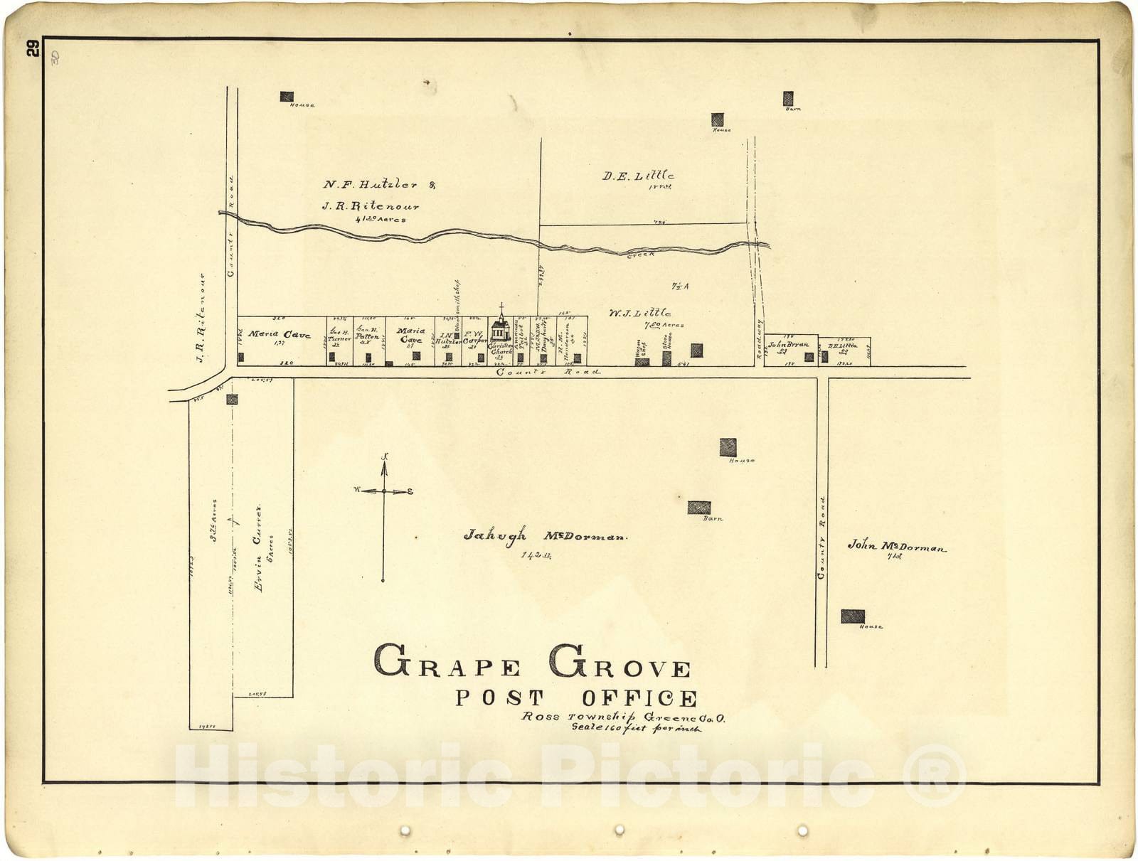 Historic 1896 Map - Riddell's Greene County Atlas, 1896. - Grape Grove Post Office - Riddell's Atlas of Greene County, Ohio :