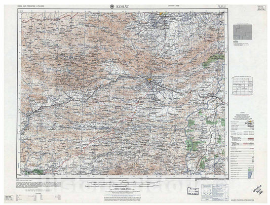 Historic 1955 Map - India and Pakistan 1:250,000. - Kohat, Pakistan, Afghanistan 1958
